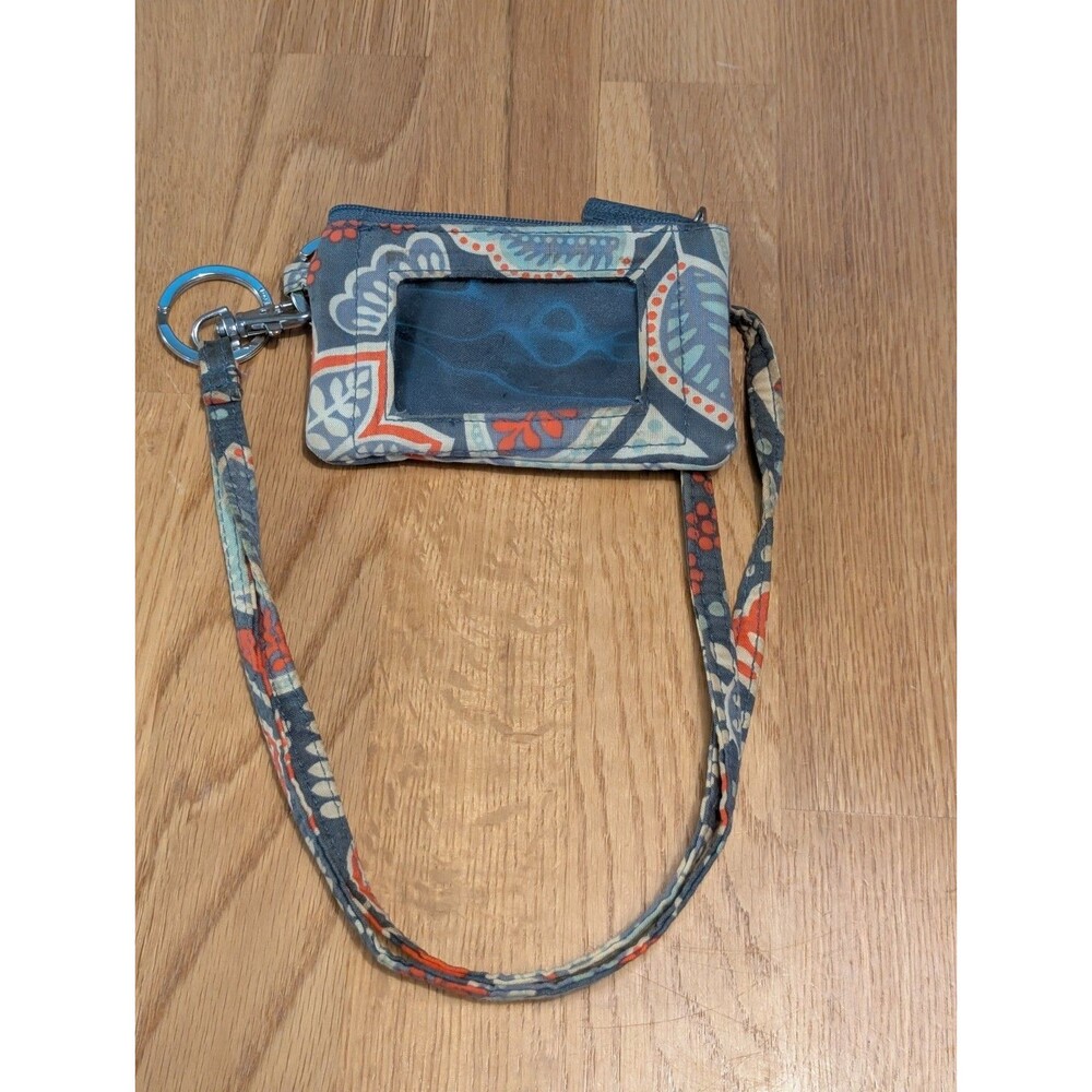 Vtg Vera Bradley Window Coin Purse Key Chain Lanyard Nordic Floral Pattern
